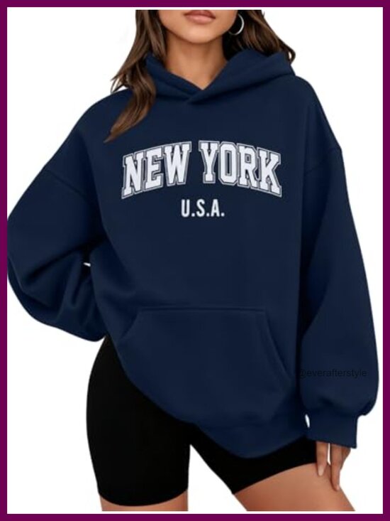 Tops - Oversized City Graphic Hoodie Y2K Streetwear Pullover Fleece